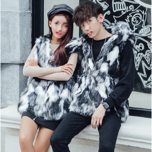 Autumn and Winter New plus size Cotton Horse Clip Men's and Women's Horse Clip Faux Fox Fur Fur Korean-style Hooded Fur Vest