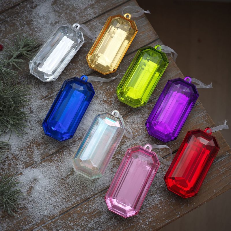 正方形の宝石ペンダントプラスチックペンダントクリスマスツリー装飾ラウンドカラー宝石カラフルなスノーフレークペンダントクロスボーダー|undefined