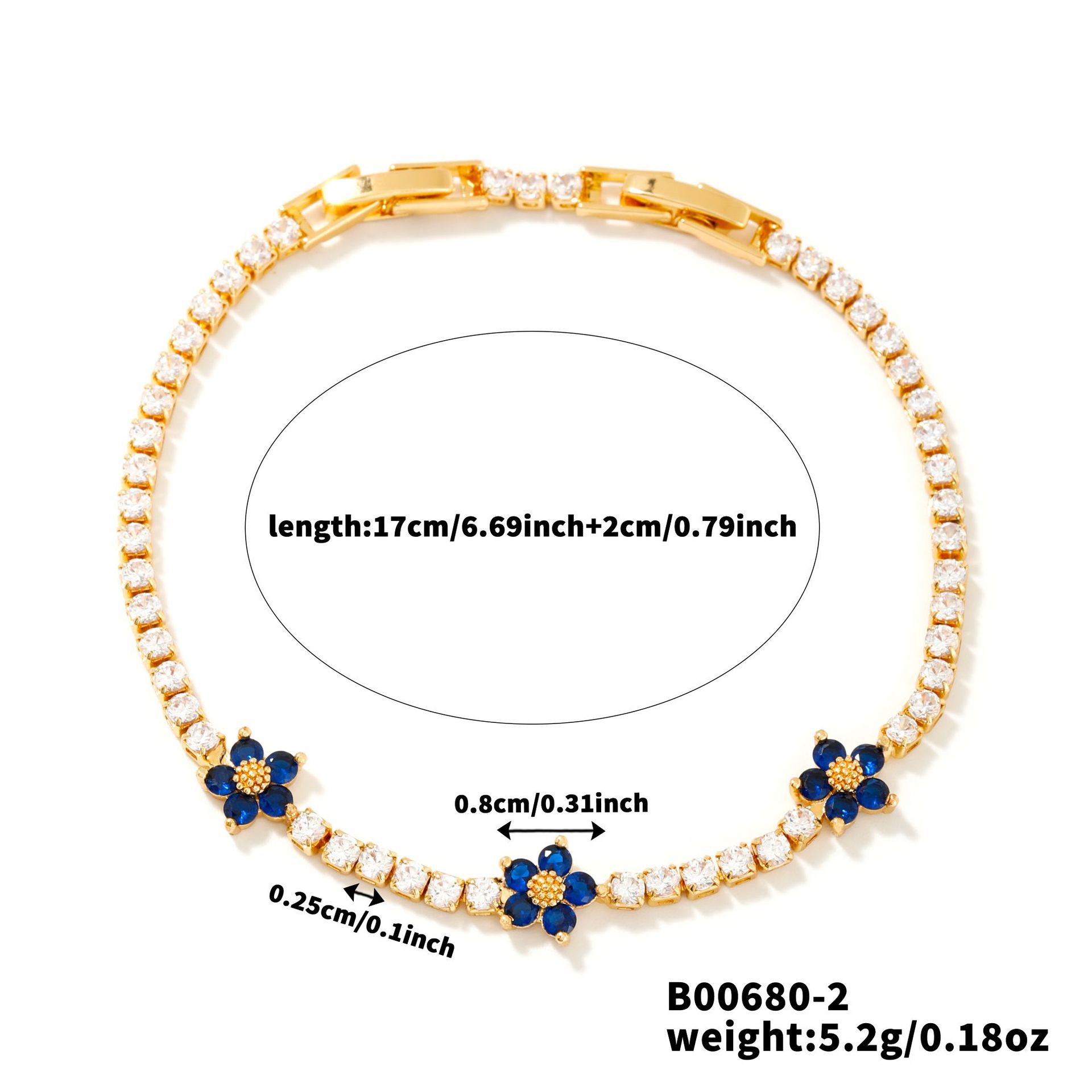 Copper Material Wholesale Jewelry Sweet Flower Copper Tennis Chain Bracelets
