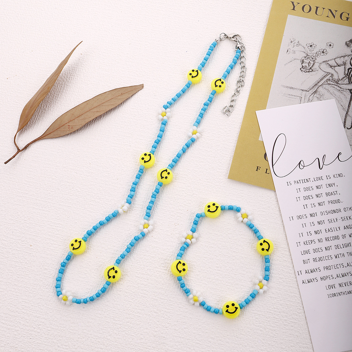 Bohemian Smiley Face Flower Beaded Womenu0027S Bracelets Necklace