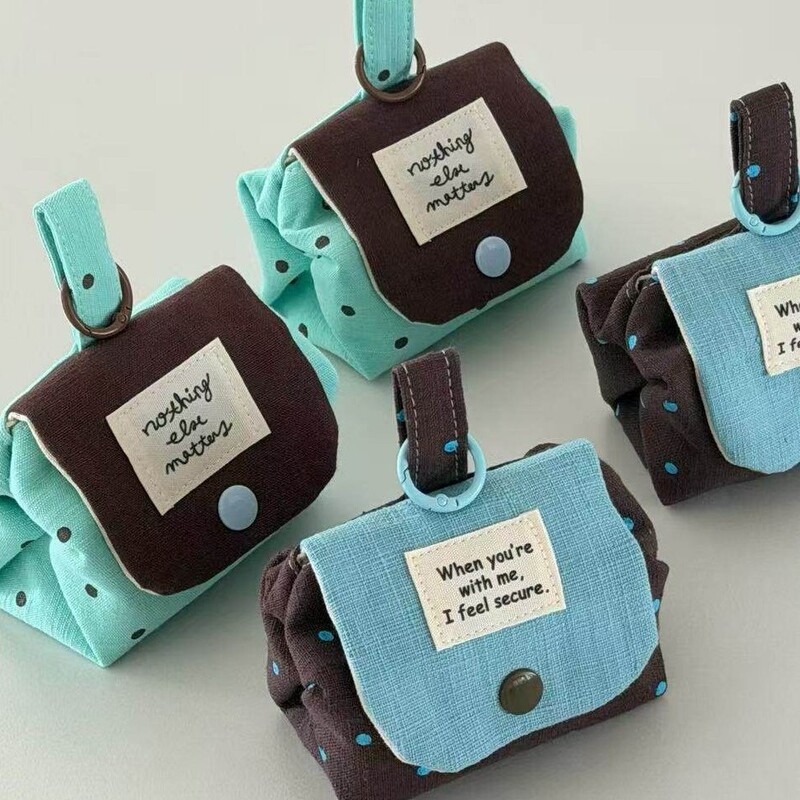 Portable Mini Key Bag, Cosmetic Bag, Small Carry-On Bag, Korean-Style Thin Polka Dot Pouch, Earphone and Coin Storage Bag