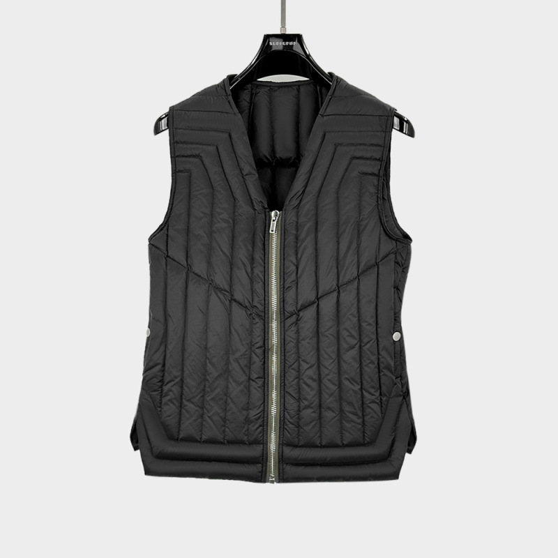 Subhuman Men's Dark Thin down Zipper Sleeveless Jacket Striped Quilted Motorcycle Vest down Vest