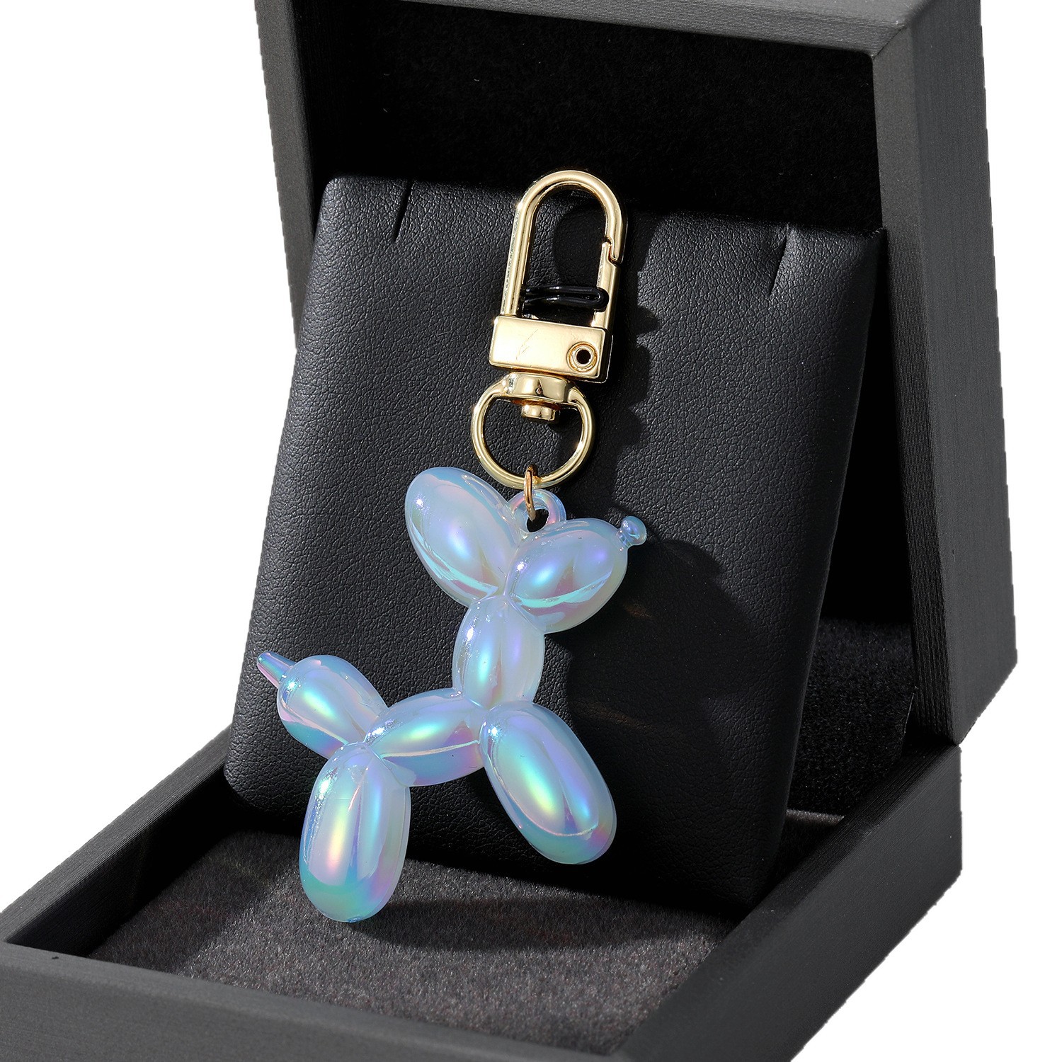 Cruz-frontera popular celebridad en línea gran globo láser perro llavero dibujos animados creativo pequeño animal colgante clave colgante