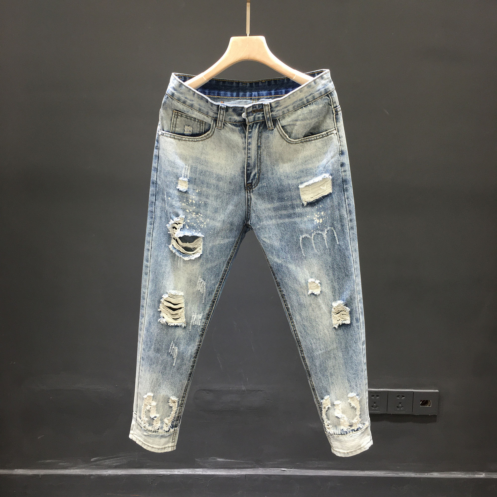 Cropped Ripped Jeans Image 2