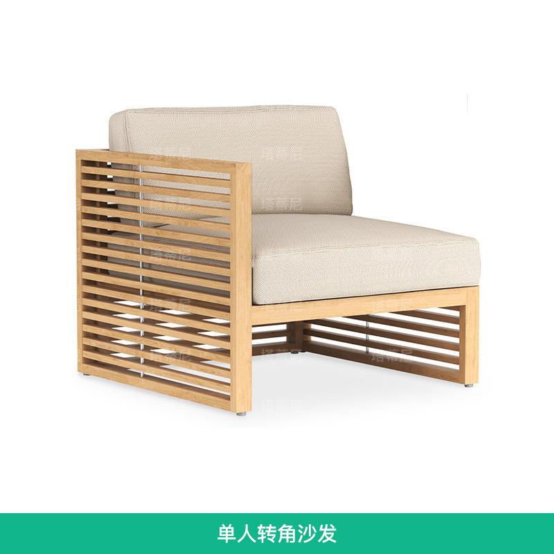 Conjunto de muebles de teca para patio exterior, sofá para terraza de villa, resistente a la corrosión, para jardín, a prueba de lluvia y sol, sofá de madera maciza.