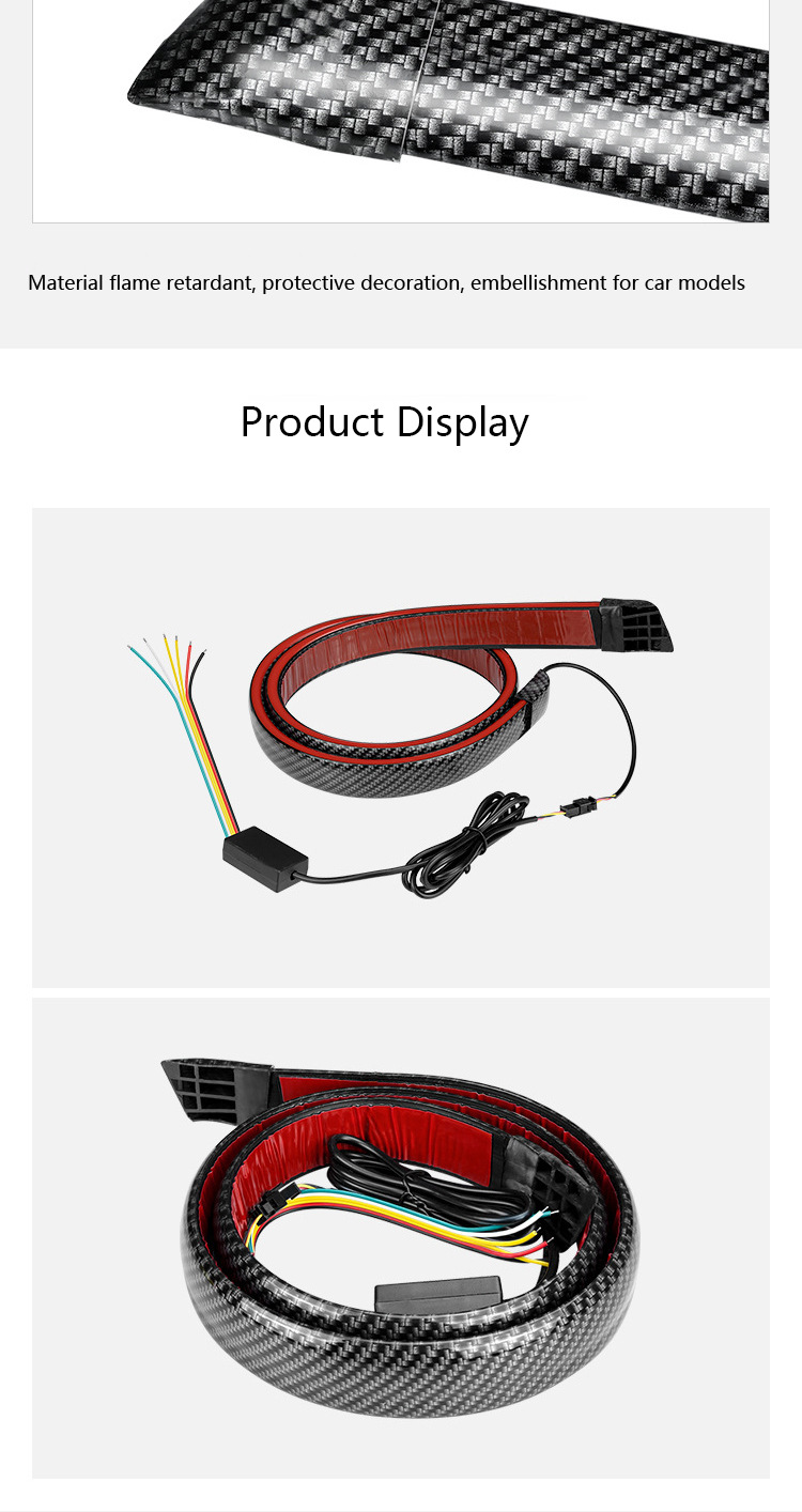 New carbon fiber tail light car modified through trunk tail light LED streamer steering high position light