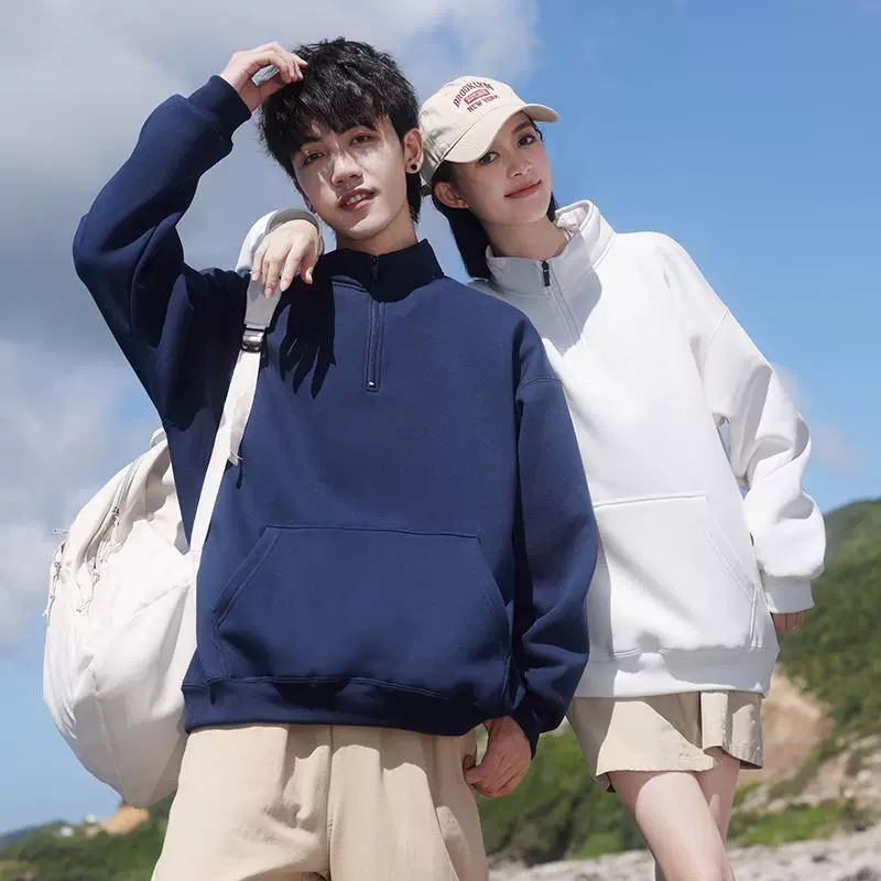 Новый контроль доступа через плечо Половина кардиган Толстовка с воротником-стойкой Рекламная культурная рубашка Печатный логотип Вышивка Командная Рабочая одежда