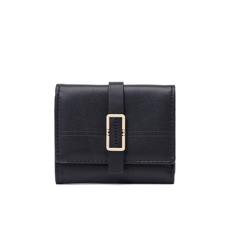 Spot wholesale women's short wallet Japanese Korean coin purse women's fashion simple buckle PU leather student wallet