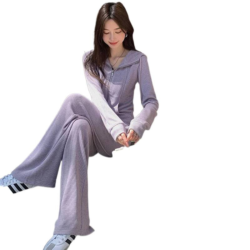 盐甜时尚套装女秋季连帽卫衣外套2025新款甜酷风开衫长袖两件套女|undefined