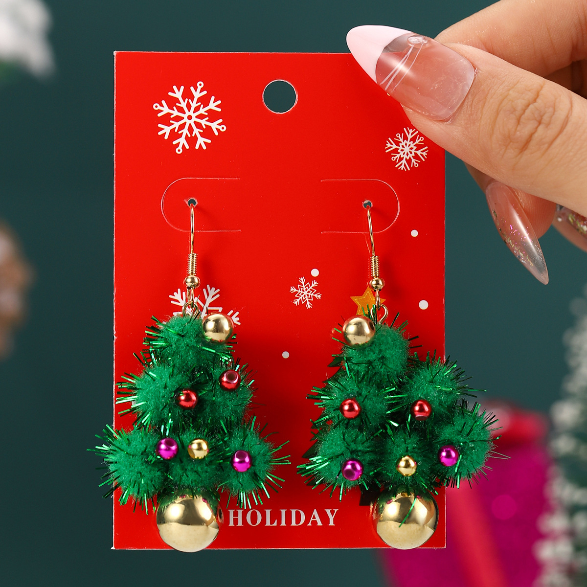 30g Weight Iron Ear Needle Material Drop Earrings Classification 1 Pair Quantity Party, Festival Occasion Alloy Material Christmas Festival Christmas Tree, Santa Claus, Snowflake Pattern Women's Gender IG Style Style 1 Pair Christmas IG Style Christmas Tree Santa Claus Snowflake Alloy Drop Earrings 无
