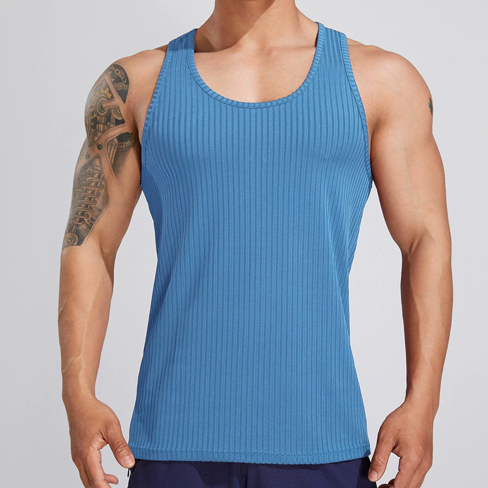 Летний вязаный спортивный жилет для зала для отдыха, футболка, Slim fit