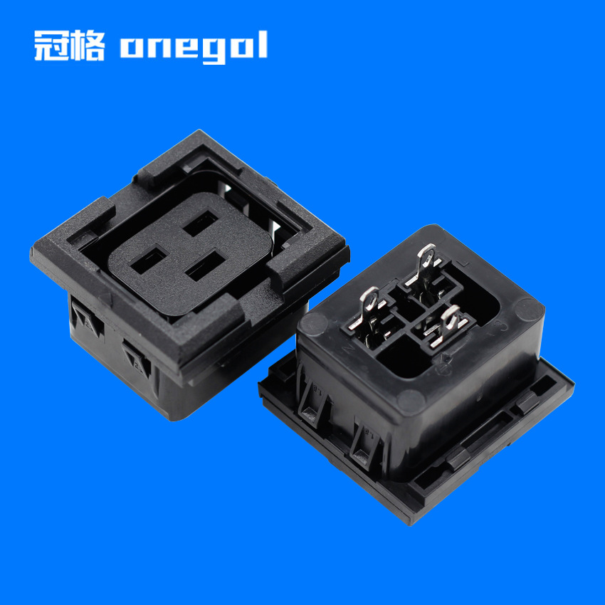 C19带滑块防脱插座PDU机柜AC电源插座 IEC母座卡式带框20A BS-C19