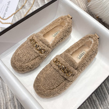 毛毛鞋女秋冬外穿2022新款厚底羊羔毛豆豆鞋棉瓢鞋大码女鞋41一43