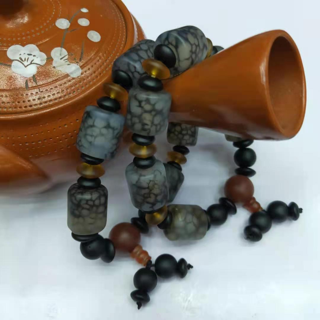 Guangshun Jewelry's new frosted black dragon pattern agate bracelet, diy Buddhist prayer beads, agate bracelet and bracelet manufacturer wholesale detail image 10