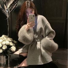 “夜与都柏林”双面羊绒大衣女狐狸毛皮草斗篷毛呢外套日韩休闲