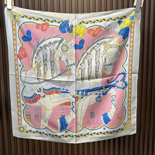 粉色气质新款100%真丝丝巾女生夏季高级感斜纹大牌风70cm方巾批发