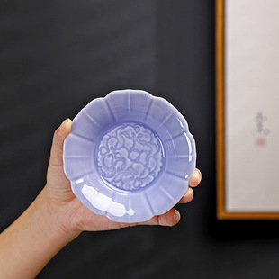 Ceramic Chinese style small size tea tray vintage snack plate seasoning dish Lotus pastry plate restaurant small cold plate decoration plate