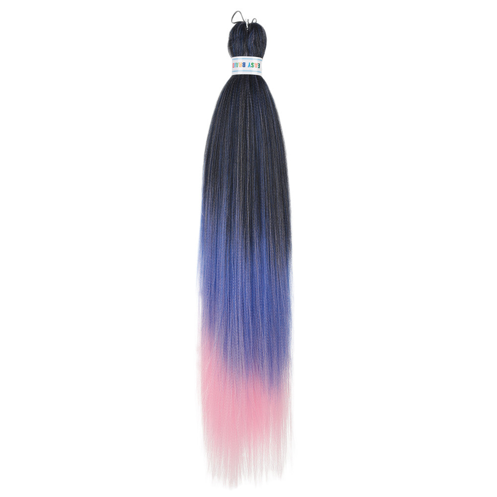 Trenzas fáciles de hacer de 26 pulgadas, cabello sintético colorido, trenzas grandes EZ, fibra sintética de baja temperatura, color degradado, cabello largo y liso.