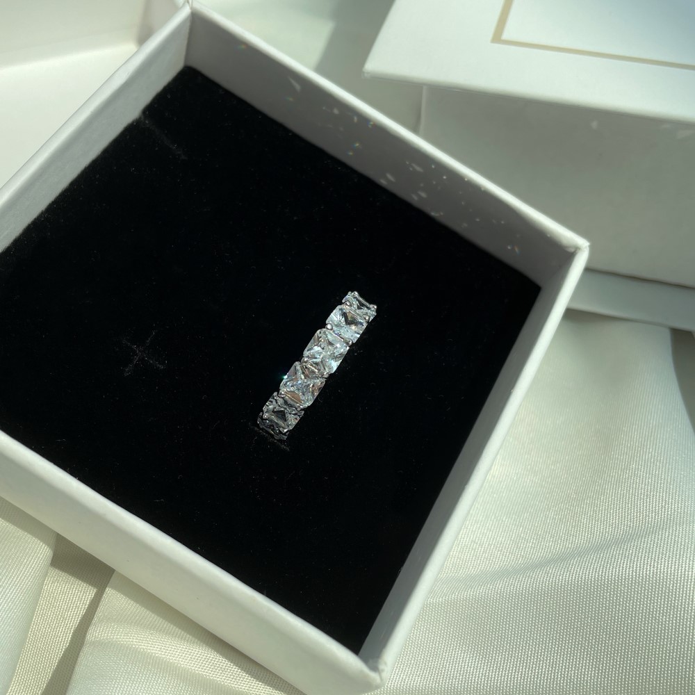 Fashion Geometric Sterling Silver Inlay Zircon Rings 1 Piece