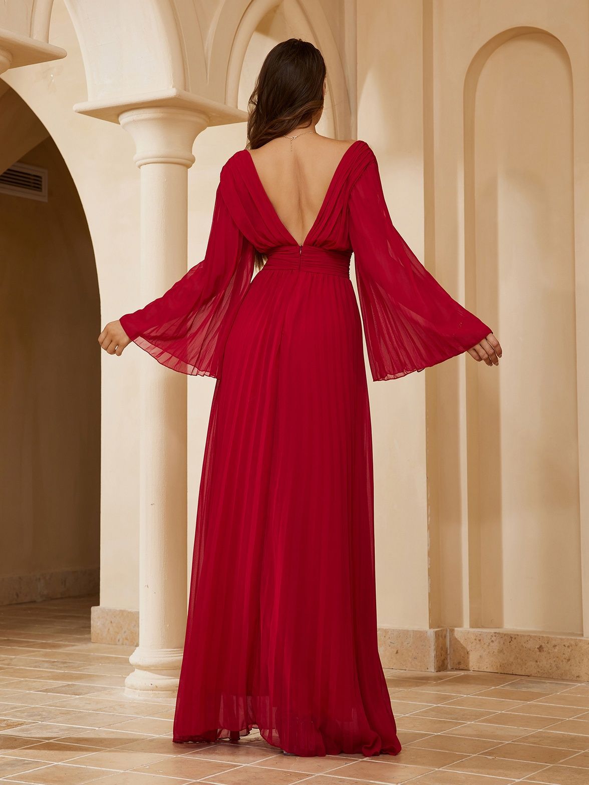 Europa y los Estados Unidos comercio exterior transfronterizo nuevo deseo de ropa de mujer Amazon sexy profundo V vestido de manga larga vestido delgado image 3
