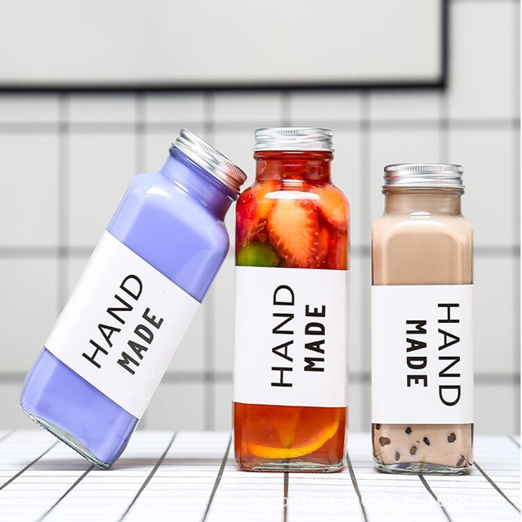批发果汁饮料瓶咖啡奶茶瓶水果鲜牛乳外卖便携350ml冷泡茶玻璃瓶