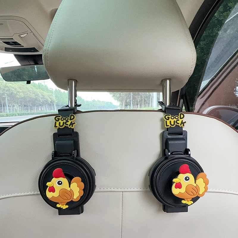 FAW – Car cup holder/beverage holder 2-in-1 Rear Seat - cup-holderhook-2-in-1-black-rooster-2-pieces