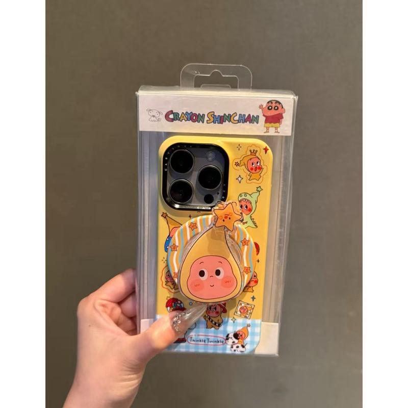 磁吸黄底蓝格纹拼接满屏星星人适用iPhone16promax苹果15手机壳14|undefined