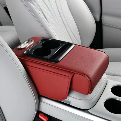 Car Compact-Specific Armrest Box: Armrest box pad - red-usb-basic-model-without-charging-function