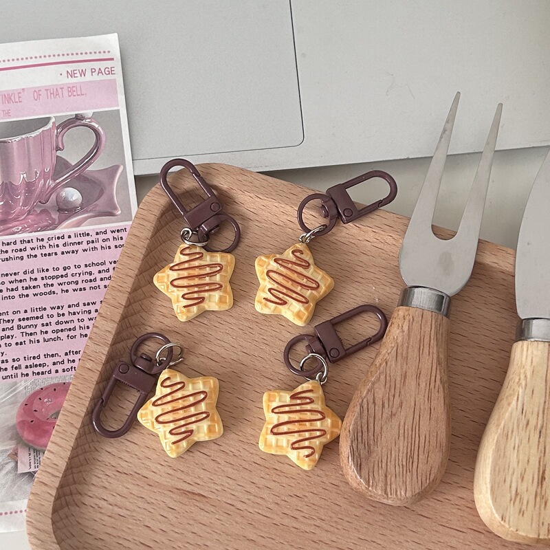 Cafe I11 Syrup Star Biscuit Keychain Cute Cartoon Simulation Food Play Bag Pendant Couple's Best Friend Gift