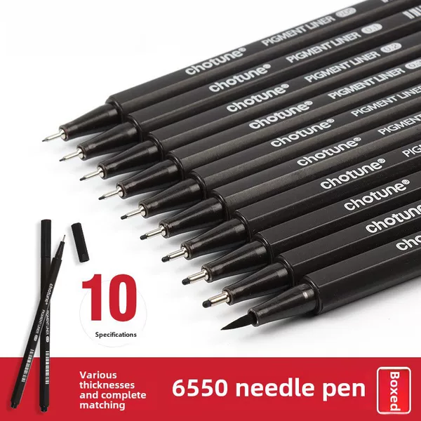 6550 Needle Pen Hand-Drawn Design Waterproof Set Anime Outlining Pen Ten Pieces Special for Hand-Drawn Comics