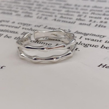 迈思卡S925纯银双层竹节戒指女学生日韩简约对戒食指关节戒女尾戒