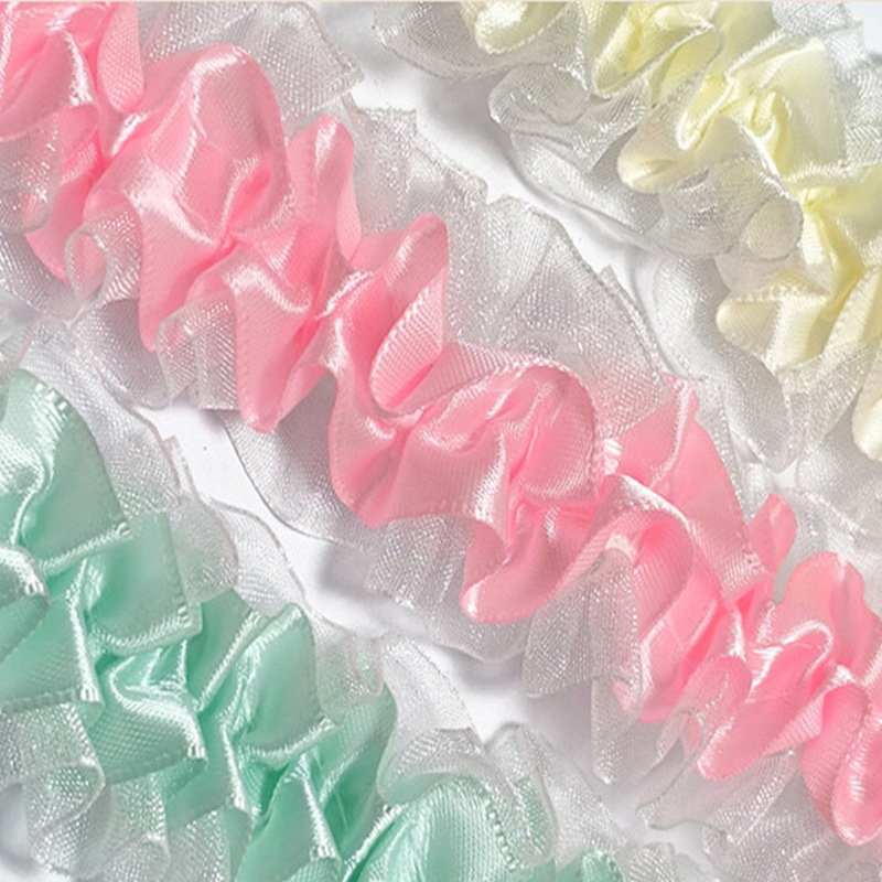 Double-Layer Elastic Pleated Ribbon Polyester Set, Lace Trim Accessories, Lace Handmade DIY Decoration Materials Double-Layer Elastic Pleated Ribbon Polyester Set, Lace Trim Accessories, Lace Handmade DIY Decoration Materials