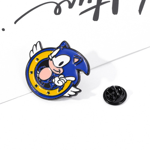 Cross-border game anime Sonic the Hedgehog Sonic brooch cartoon enamel pin backpack clothing accessories