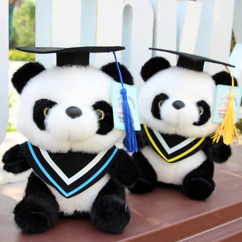 Doctor panda muñeca juguetes de peluche simulación panda gigante tela muñeca de graduación osos regalos se pueden imprimir LOGO