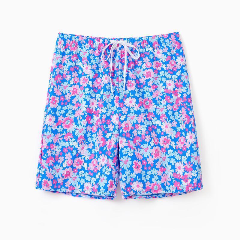 Family Matching Flora Print Swim Trunks or One Shoulder One
