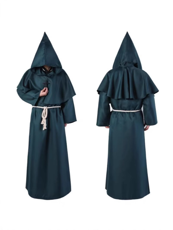 ハロウィンコスプレ中世マント僧侶衣装ウィザード修道士衣装司祭ローブフード付きマント|undefined