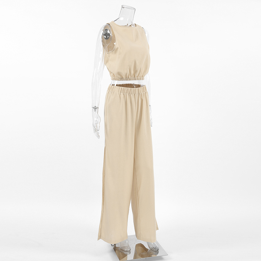 395g Weight Sleeveless Sleeve Length Cotton, Cotton and Linen, Hemp Fabric Type Pant Co-ord Set Sets Type 2 Pieces Set Quantity Holiday, Banquet, Daily Occasion Round Neck Neckline Regular Fit Fit Type Solid Color Pattern Summer Season Women's Gender Casual, Simple Style, Streetwear Style Holiday Banquet Daily Women's Casual Simple Style Streetwear Solid Color Cotton Cotton And Linen Hemp Pant Co-ord Set Pants Sets 3
