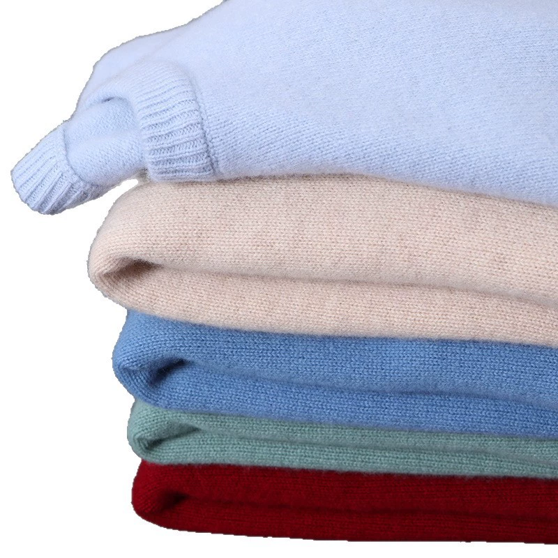 Men's demi-season woolen sweater, colored knitted cashmere, round collar, increased thickness, loose fit