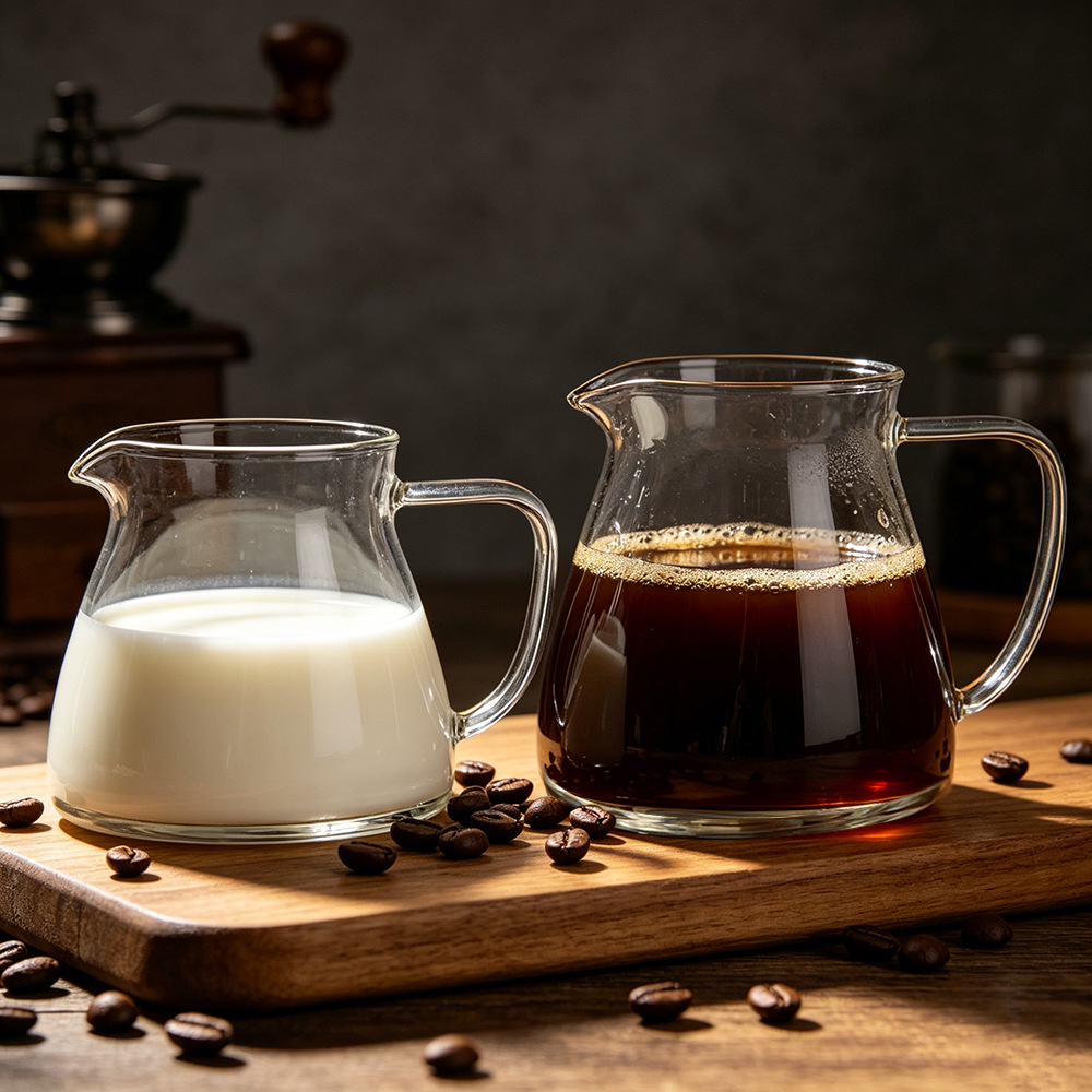 Thickened Glass Milk Jug Espresso Milk Cup Extraction Measuring Cup Glass Milk Pitcher Milk Pouring Jug Coffee Pot