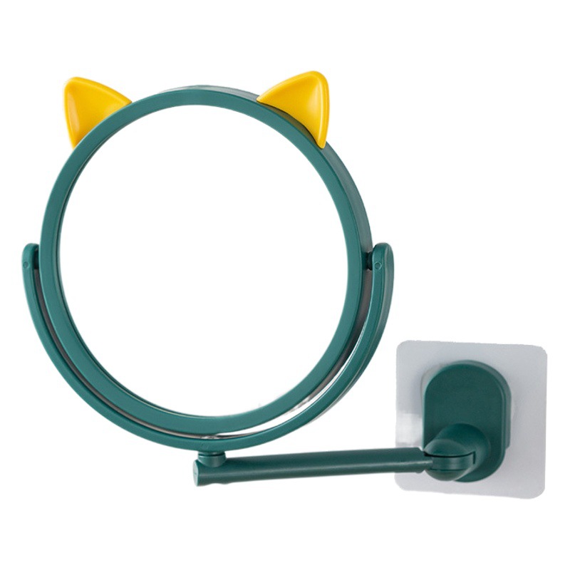 Espejo de tocador de alta definición para baño, espejo de maquillaje con diseño de orejas de gato de dibujos animados, espejo giratorio de pared.