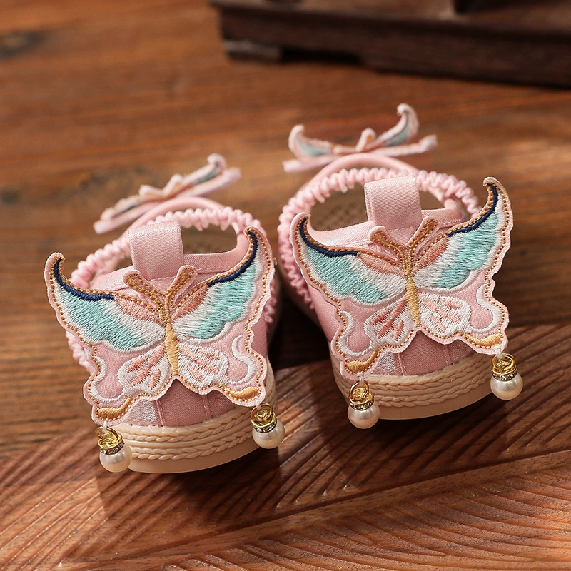 Hanfu обувь для девочек весенний и осенний стиль старинные костюмы старые пекинские туфли из ткани национальный стиль ручной работы для детей с конской юбкой и вышитыми туфлями летом