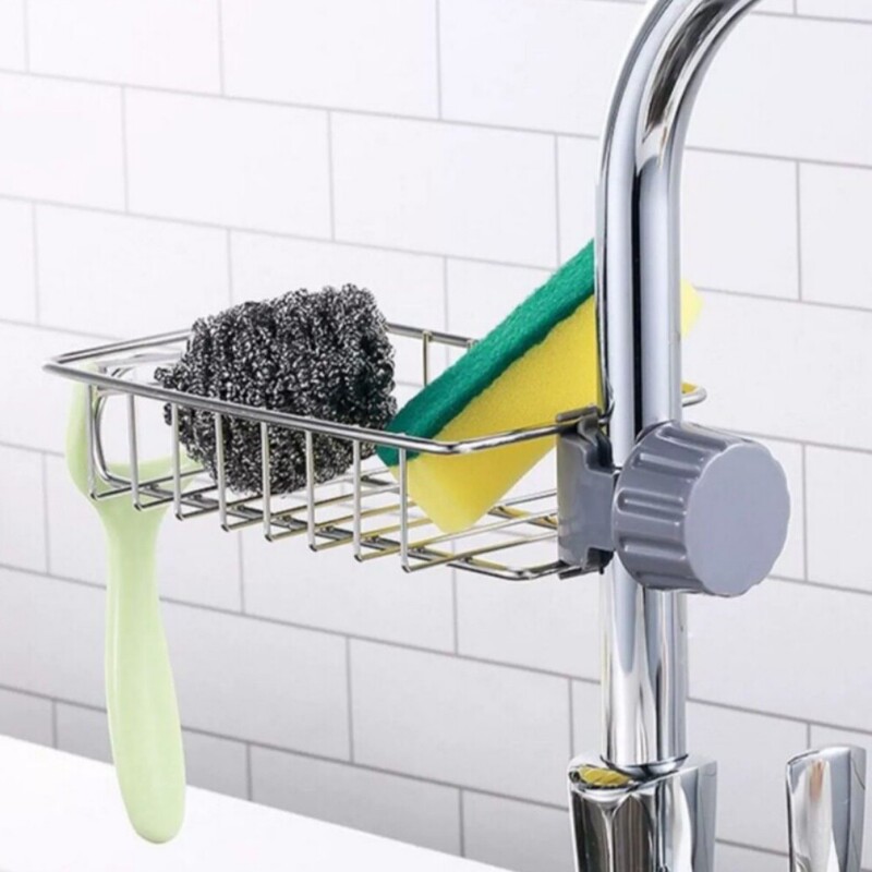 Stainless Steel Faucet Storage Rack Kitchen Sink Drain Basket Household Storage Rack Bathroom Sink Drain Storage Basket