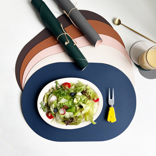 Amazon Oval Leather Plate Mat PU Western Placemat Home Ins Style Dining Table Mat Insulated Placemat Nordic Coaster