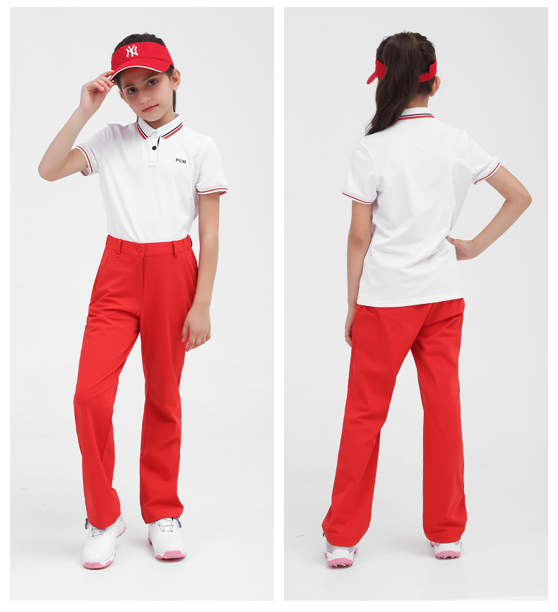 Áo thun tay ngắn golf bé gái PGM – Thoáng khí, khô nhanh mùa xuân hè — YF413 màu hồng, YF411 màu tím nhạt, YF413 màu xanh nhạt, YF413 màu xanh hải quân chi tiết 7