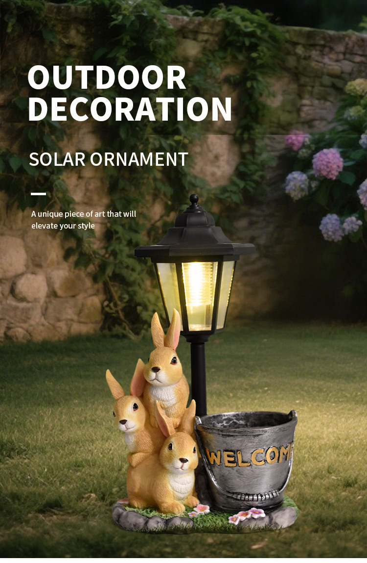 Easter Bunny Garden Ornament Solar Light For Patio And Balcony_voghion.com