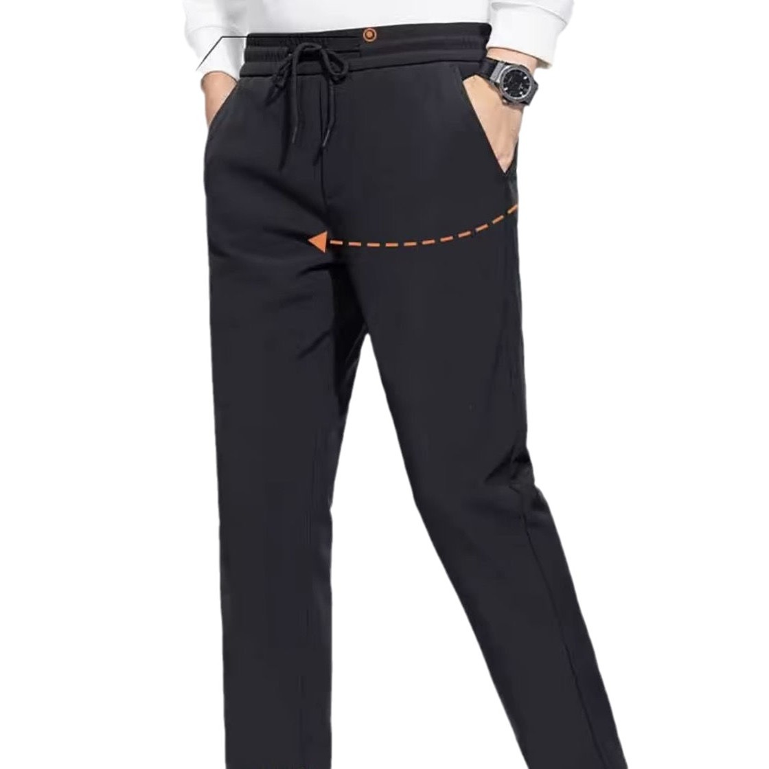 (10-1 새로운 복지) 하이 엔드 블랙 골드 800-1000G 시리즈 100% 울 외부 착용 바지 슬림하고 따뜻한