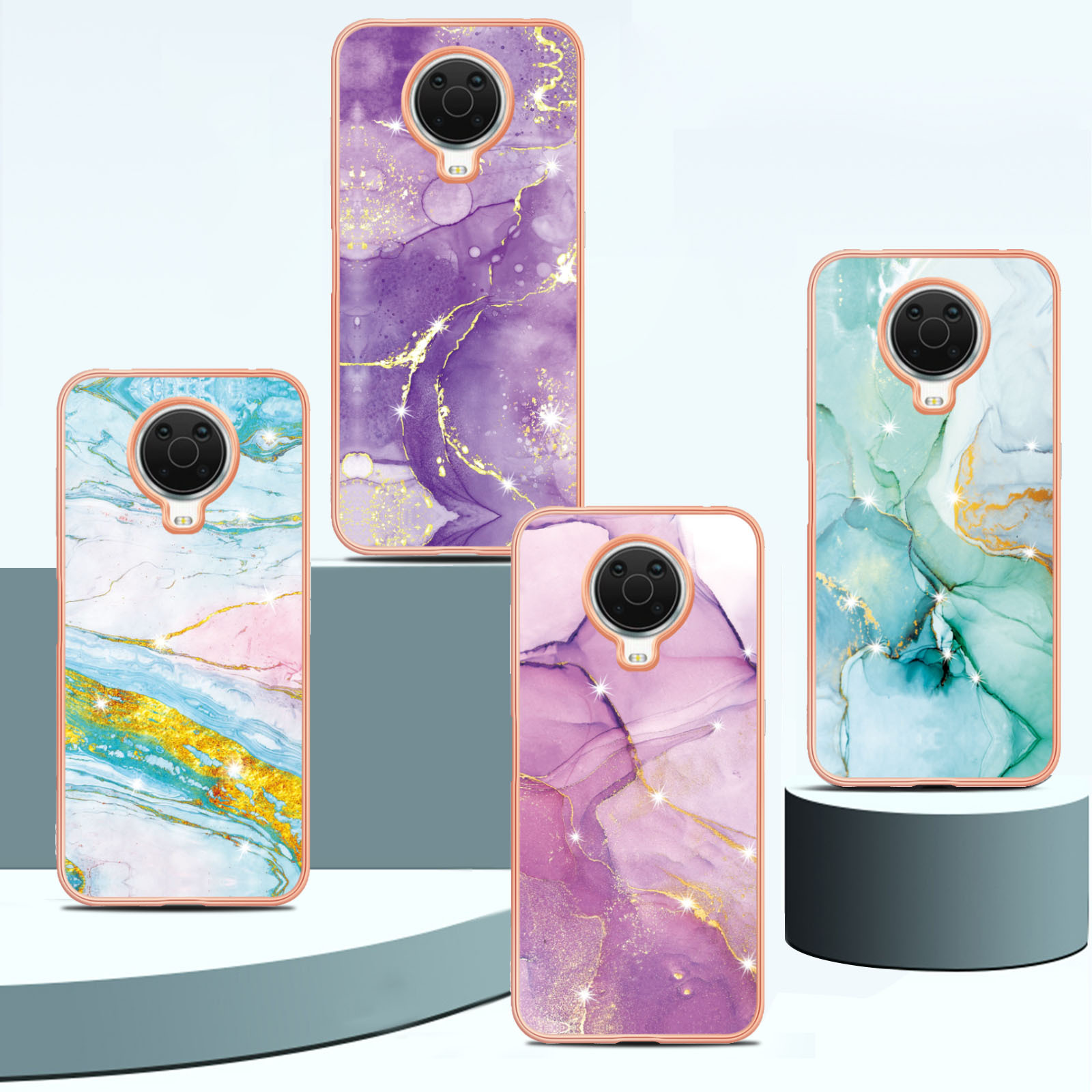 适用于诺基亚G20/G10 手机壳Nokia C31 双面IMD电镀大理石保护套