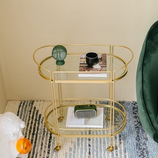 Nordic Light Luxury Restaurant Side Table Trolley Tea Table Wine Trolley with Wheels Removable Storage Rack Food Delivery Trolley