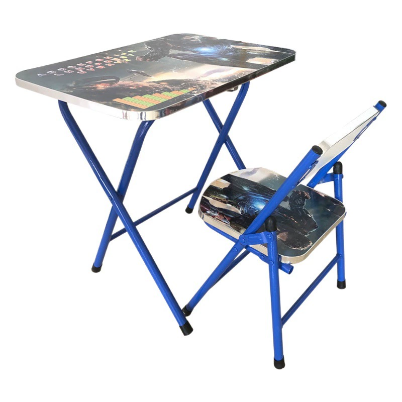 Трансграничный детский складной стол и стул, мультяшный учебный стол, студенческий простой складной учебный стол и стул, костюм