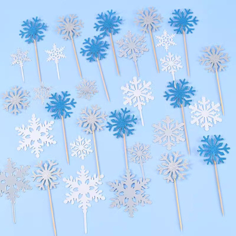 Christmas Snowflake Card Baking Girls Birthday Cake Decoration Plug-in Internet Celebrity Ice Queen Princess Ornaments Castle Christmas Snowflake Card Baking Girls Birthday Cake Decoration Plug-in Internet Celebrity Ice Queen Princess Ornaments Castle